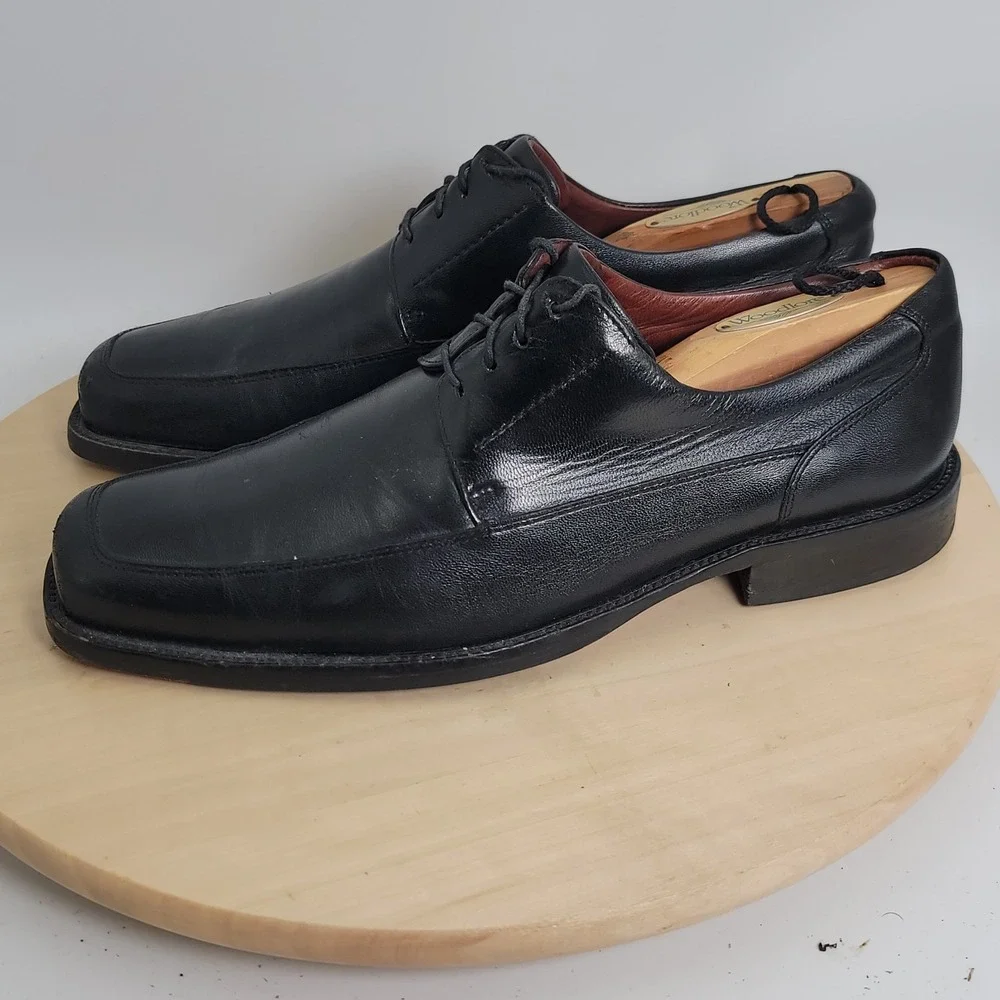 JOHNSTION &MURPHY MEN'S BLACK LEATHER OXFORT COMFORT WORK SHOES SIZE 9.5 M